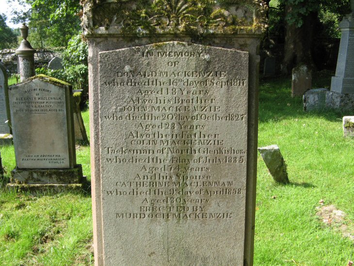 Photo of headstones/Catherine MacLennan d 1858 hdstn Lochcarron old